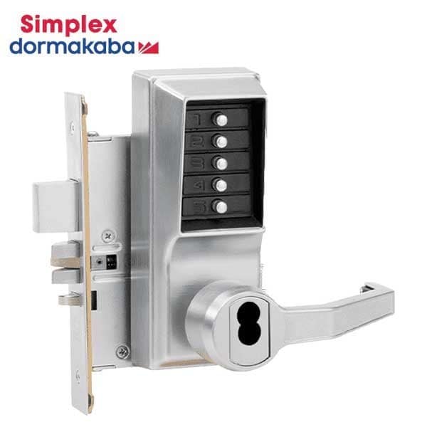 Kaba Mortise Combination Lever Lock, Key Override, Passage, Lockout, Deadbolt, 6/7-Pin SFIC Prep, Le
